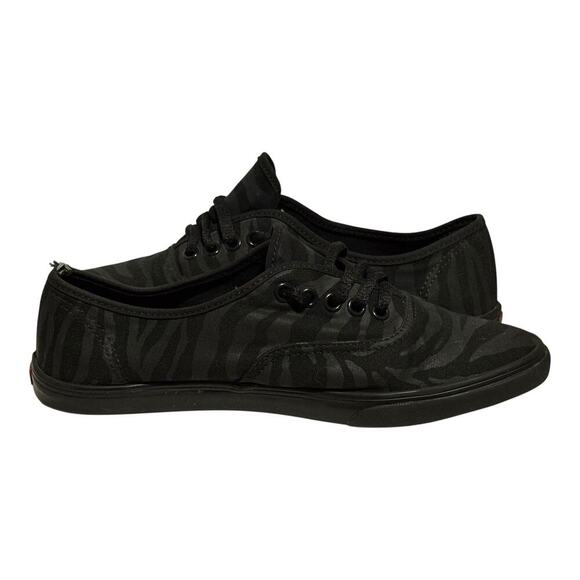 Vans Authentic Zebra Stripe Black Canvas Skate Shoes Women's 8 Triple Black - Picture 7 of 8